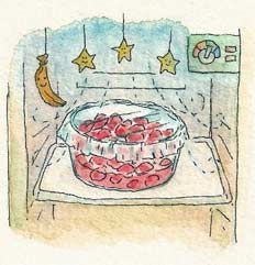 步驟二：放入冰箱靜置一晚，等待草莓出汁。 (圖：許佩樺)